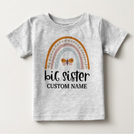 Boho Rainbow & Butterfly Personalisiert Big Sister Baby T-shirt