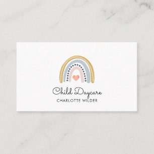 Boho Rainbow Child Daycare Business Card Visitenkarte