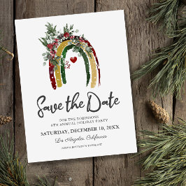 Boho Rainbow Christmas Party Save the Date Ankündigungspostkarte