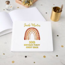 Boho Rainbow Custom Birthday Party Foil Guestbook