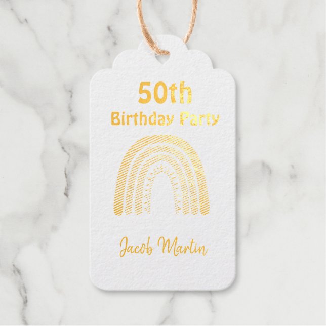 Boho Rainbow Custom Geburtstagsparty Einladung Geschenkanhänger (Vorderseite)