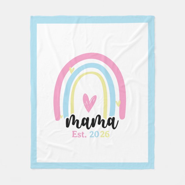 Boho Rainbow Custom Mama Est. Year Keepsake Fleecedecke (Vorderseite)
