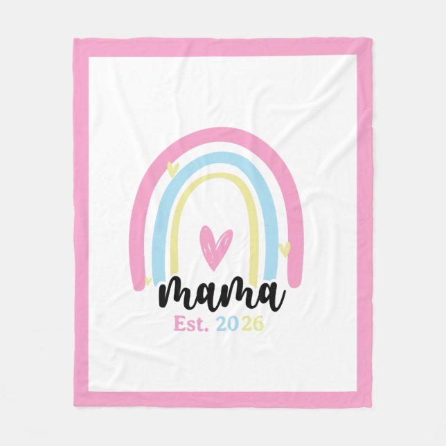 Boho Rainbow Custom Mama Est. Year Keepsake Fleecedecke (Vorderseite)
