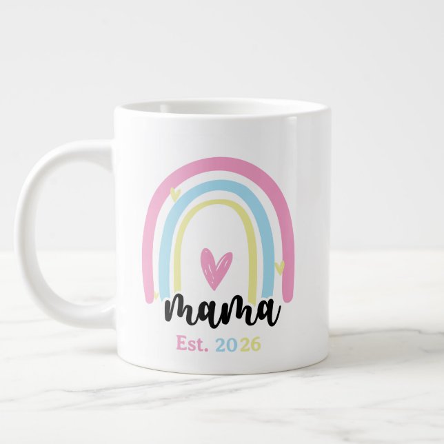 Boho Rainbow Custom Mama Est. Year Keepsake Jumbo-Tasse (Links)