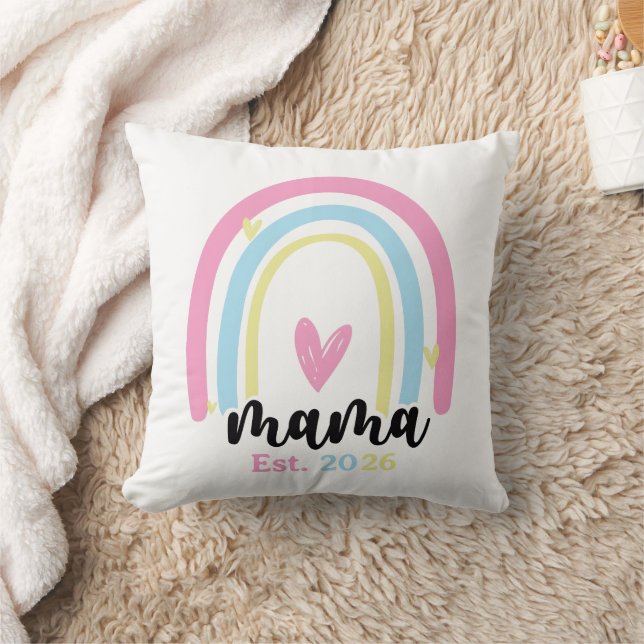 Boho Rainbow Custom Mama Est. Year Keepsake Kissen (Decke)