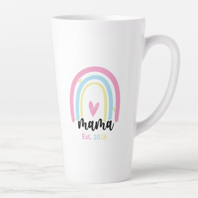Boho Rainbow Custom Mama Est. Year Keepsake Milchtasse (Rechts)