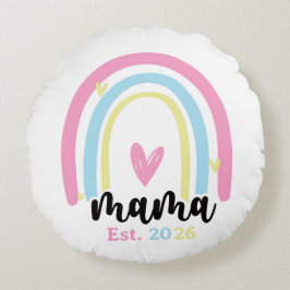 Boho Rainbow Custom Mama Est. Year Keepsake Rundes Kissen
