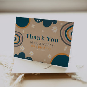Boho Rainbow Daisy Beige Birthday Dankeskarte
