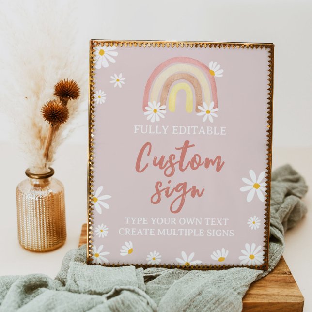 Boho Rainbow Daisy Birthday Party Table Sign Poster (Von Creator hochgeladen)