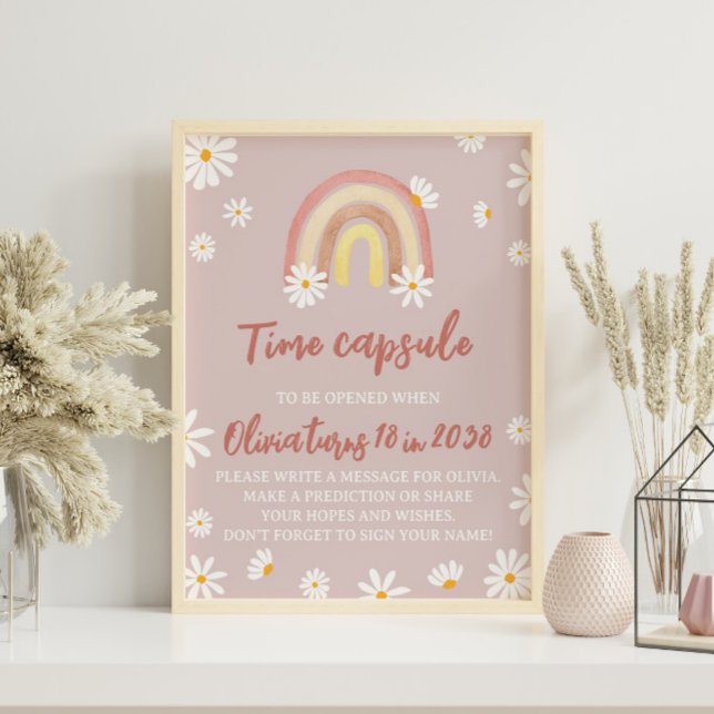 Boho Rainbow Daisy Birthday Time Kapselunterschrif Poster (Von Creator hochgeladen)