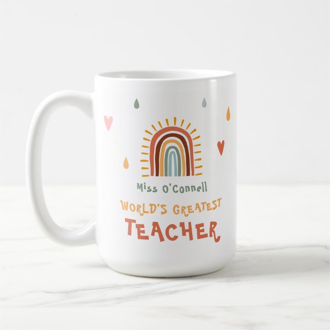 Boho Rainbow, der weltweit größte Lehrer Kaffeetasse (Links)