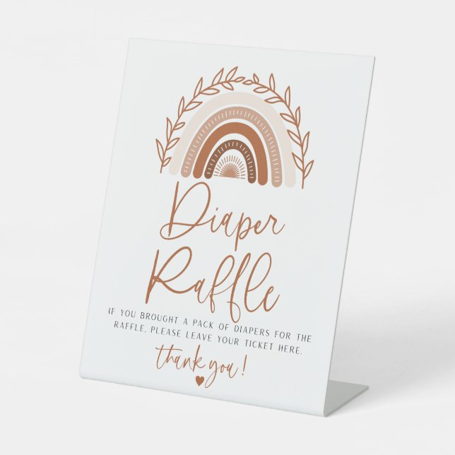 Boho Rainbow Diaper Raffle-Zeichen für Babydusche Sockelschild (Vorderseite)