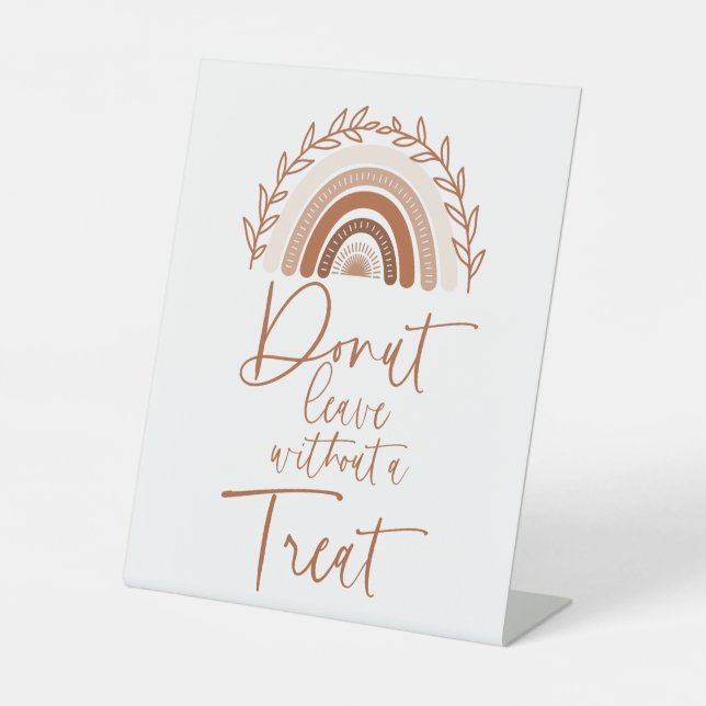 Boho Rainbow Donut Bar Sign, Earthy Tones Sockelschild (Vorderseite)