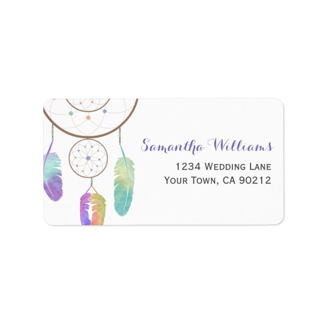 Boho Rainbow Dreamcatcher Adressaufkleber (Vorne)