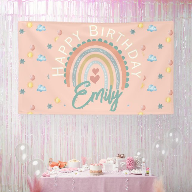 Boho Rainbow Dreams Light Coral Banner (Party)
