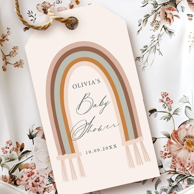 Boho Rainbow Earth Tone Baby Shower Gefallen Geschenkanhänger (Boho Rainbow Earth Tone Baby Shower Favor Tags.)