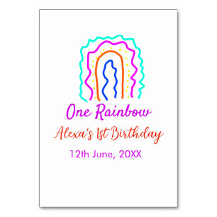 Boho Rainbow ein Geburtstagskinder heller Retrokus Tischnummer