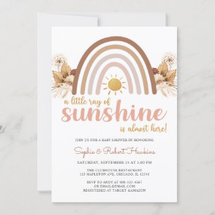 Boho Rainbow Ein wenig Ray of Sunshine Baby Shower Einladung