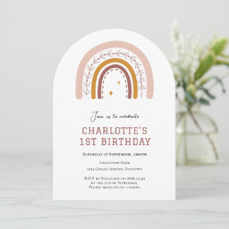 Boho Rainbow Einladung zum 1. Geburtstag