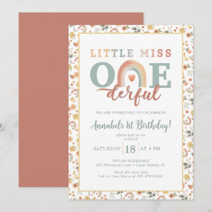 Boho Rainbow Einladung zum 1. Geburtstag - E