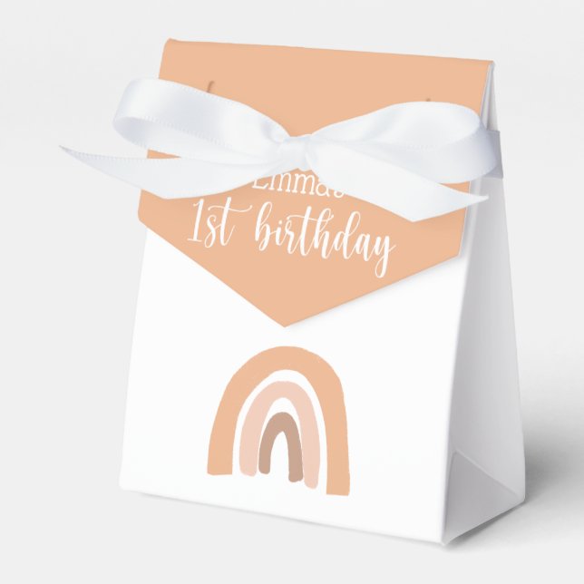 Boho Rainbow Erster Geburtstag Pink Pastel Geschenkschachtel (Vorderseite)