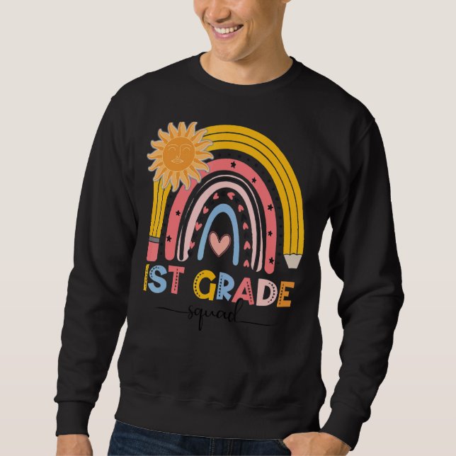 Boho Rainbow Erster Tag des Squad-Lehrers Sweatshirt (Vorderseite)