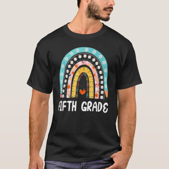 Boho Rainbow Fifth Grade Student Teacher Back To S T-Shirt (Vorderseite)