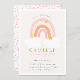 Boho Rainbow First Birthday Invitation Girl Einladung