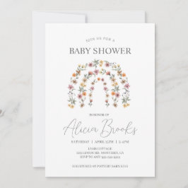 Boho Rainbow Floral Girl Baby Shower Einladung