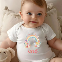Boho Rainbow Floral Pastel "One"
