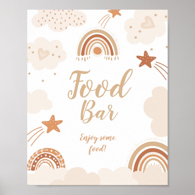 Boho Rainbow Food Bar Sign Poster (Vorne)