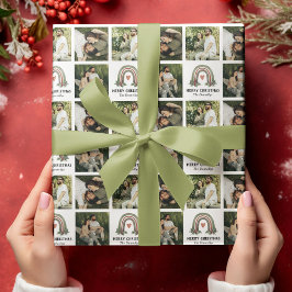 Boho Rainbow Foto Collage Wrapping Paper Geschenkpapier