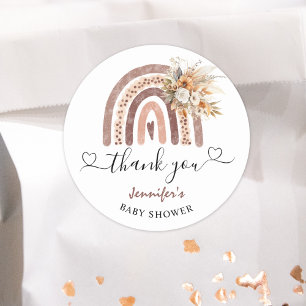 Boho Rainbow Gender Neutral Baby Shower Classic Runder Aufkleber