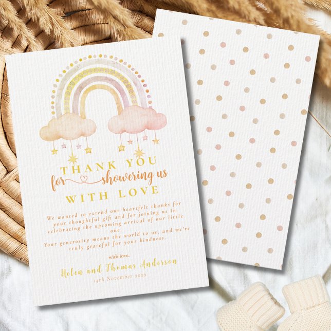 Boho Rainbow Gender Neutral Baby Shower Dankeskarte (Von Creator hochgeladen)
