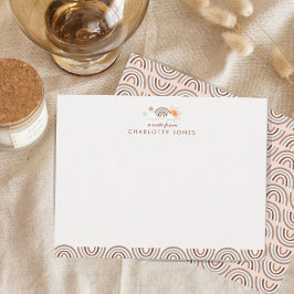 Boho Rainbow Geometric Pattern Kids Stationery Mitteilungskarte