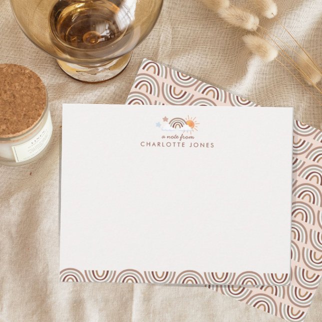 Boho Rainbow Geometric Pattern Kids Stationery Mitteilungskarte (Von Creator hochgeladen)