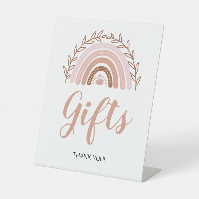 Boho Rainbow Gfts Schild, Baby Dusche Schild 8x10" (Vorderseite)