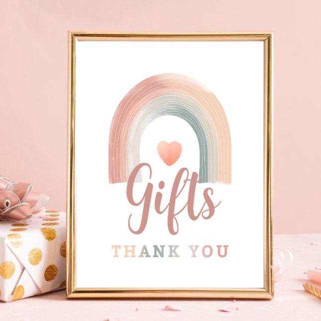 Boho Rainbow Gift Table Sign - Wasserfarbe Erde T (Gift Table Sign)