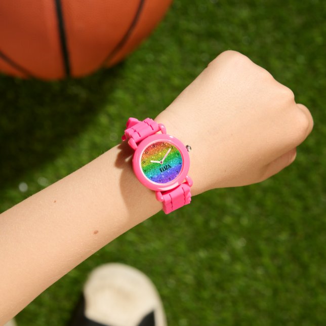 Boho Rainbow Glitzer Niedlich Girls Pink Kinder Armbanduhr (Handgelenk)