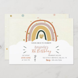 Boho Rainbow Golden Birthday Einladung