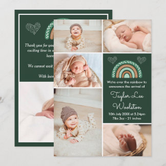 Boho Rainbow Green - Geburtsankündigung Ankündigung
