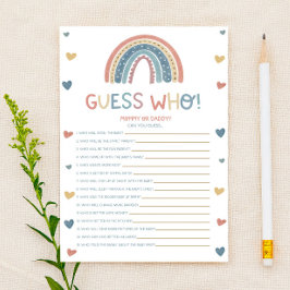 Boho Rainbow Guess Who! Baby Shower Game