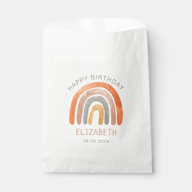 Boho Rainbow Happy Birthday Favor Bag Geschenktütchen (Vorderseite)