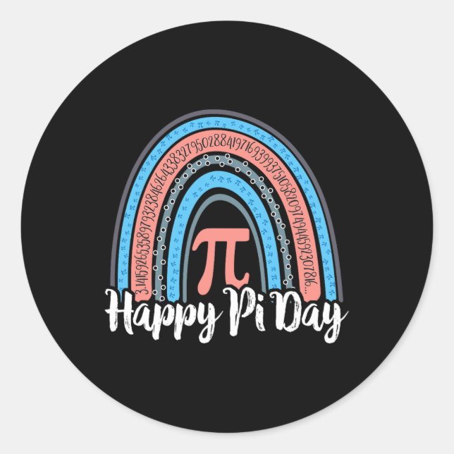 Boho Rainbow Happy Pi Day 3.14 Math Geek 3 Runder Aufkleber (Vorderseite)