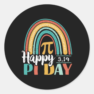 Boho Rainbow Happy Pi Day 3.14 Math Geek Runder Aufkleber