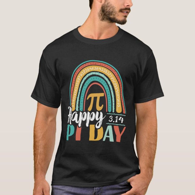 Boho Rainbow Happy Pi Day 3.14 Math Geek T-Shirt (Vorderseite)