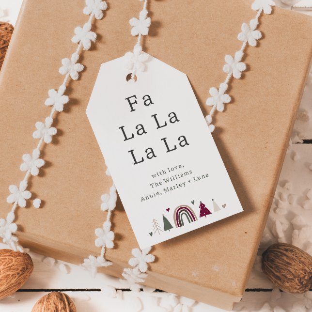 Boho Rainbow & Hearts Fa La La La Family Geschenkt Geschenkanhänger (Von Creator hochgeladen)