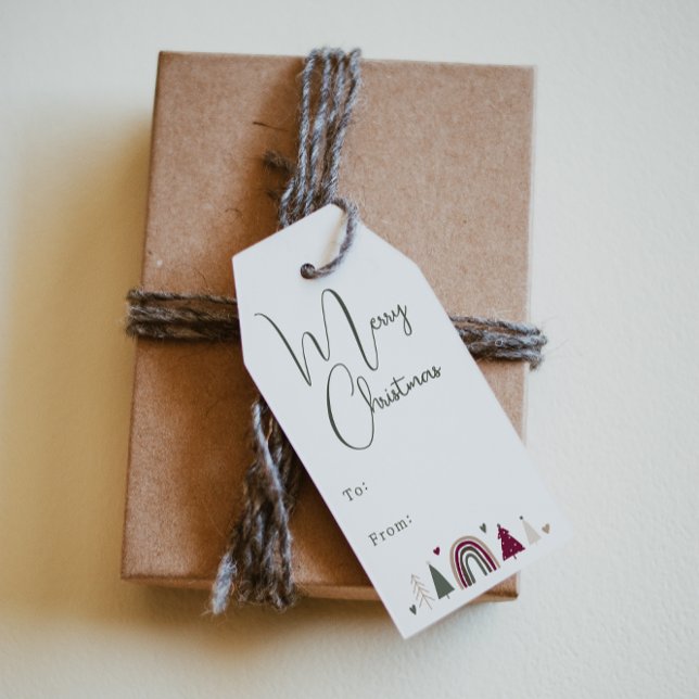 Boho Rainbow & Hearts Frohe Weihnachten bis und vo Geschenkanhänger (Von Creator hochgeladen)