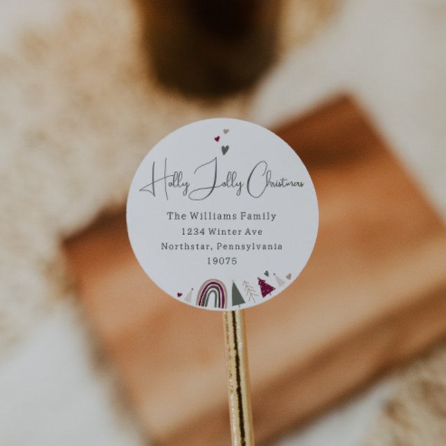 Boho Rainbow & Hearts Holly Jolly Umschlag Aufkleb Runder Aufkleber (Von Creator hochgeladen)