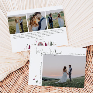 Boho Rainbow & Hearts Merry & Verheiratet Four Fot Feiertagskarte